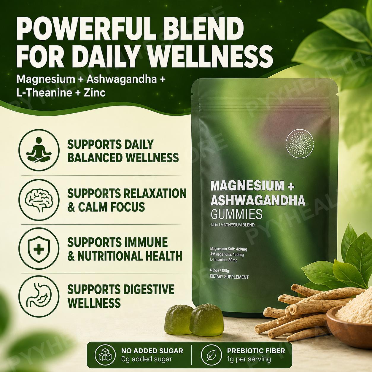Magnesium + Ashwagandha Gummie - Ashwagandha Extract Root recensie en prijs
